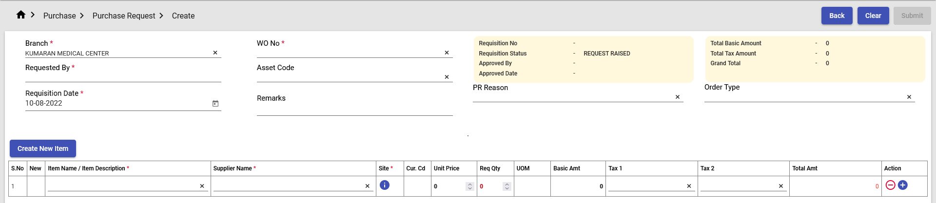 Create Purchase Request